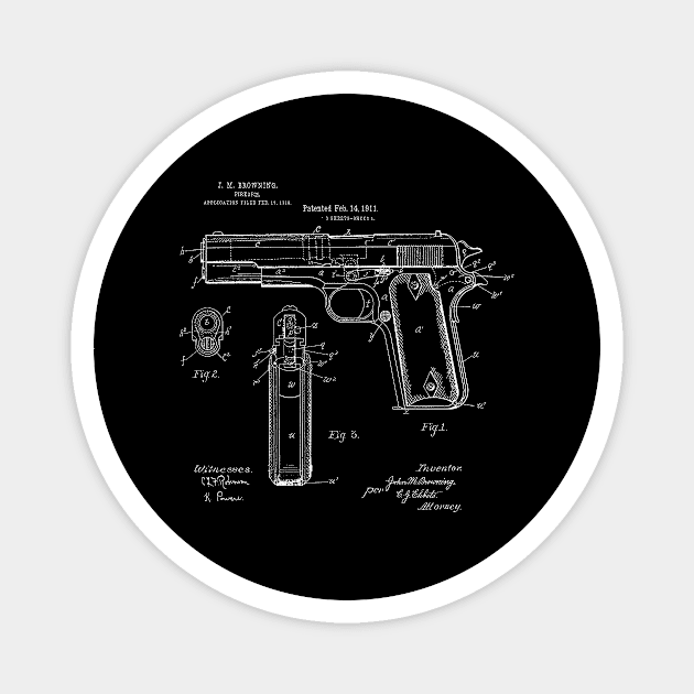 Browning Pistol Patent Blueprint Magnet by Rebus28